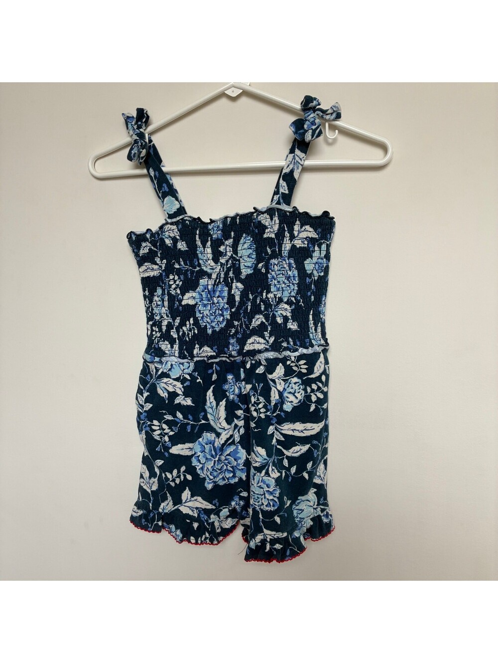Matilda Jane Girls Romper Size 8 Blue Floral Smocked Cute